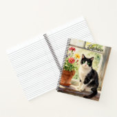 Watercolor Cat and Flowers on Window Sill   Notitieboek (Binnen)