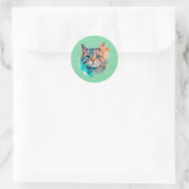 watercolor cat art ronde sticker (Tas)