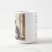 Watercolor Cat, Flowers and Poem Koffiemok (Center)