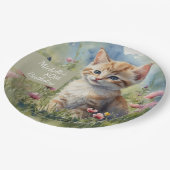 Watercolor Cat Meadow Flowers 80th Birthday Papieren Bordje (Gekanteld)