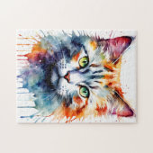 Watercolor Cat Multicolor Splash art Legpuzzel (Horizontaal)