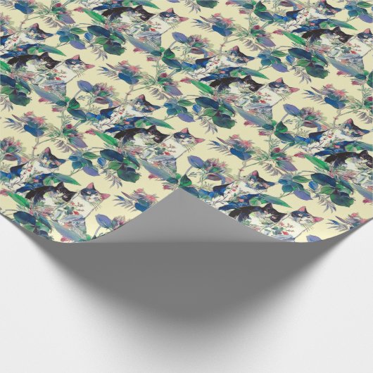 Watercolor Cats in a Garden Cadeaupapier (Hoek)