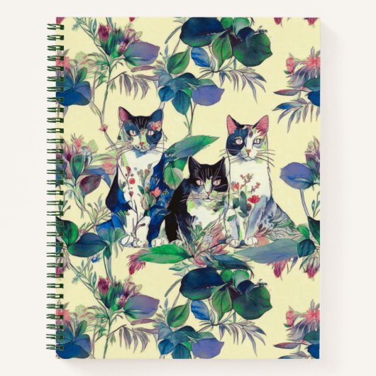 Watercolor Cats in a Garden Journal Notitieboek (Voorkant)