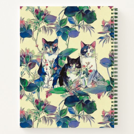 Watercolor Cats in a Garden Journal Notitieboek (Achterkant)