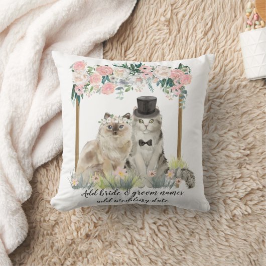 Watercolor Cats Just Marriott Wedding Keepsake Kussen (Deken)