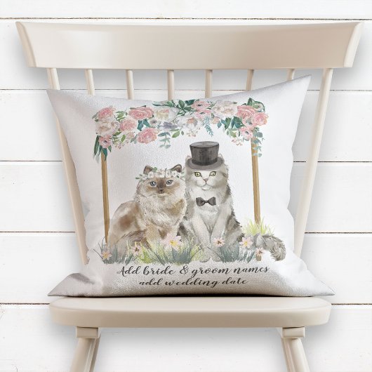 Watercolor Cats Just Marriott Wedding Keepsake Kussen