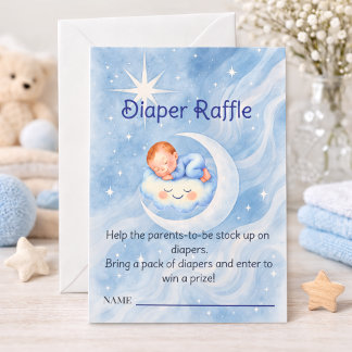 Watercolor Celestial Baby Shower Diaper Raffle Notitiekaartje