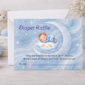 Watercolor Celestial Baby Shower Diaper Raffle Notitiekaartje