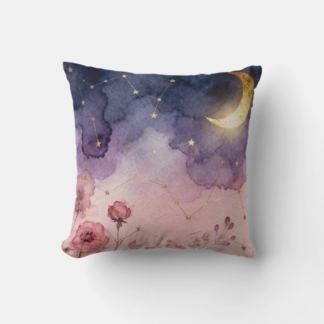 Watercolor Celestial Moon Pillow - Dreamy Artwork  Kussen (Voorkant)