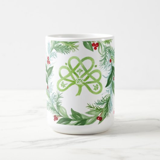 Watercolor Celtic Christmas Wreath  Koffiemok (Center)