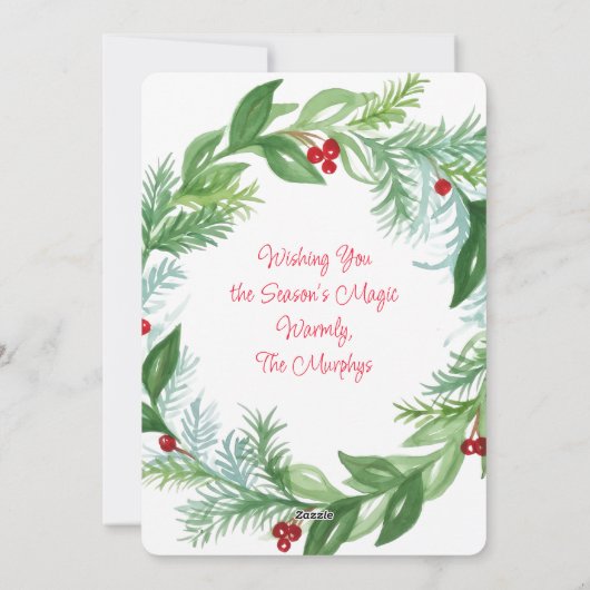 Watercolor Celtic Christmas Wreath PERSONALIZE P Feestdagenkaart (Achterkant)