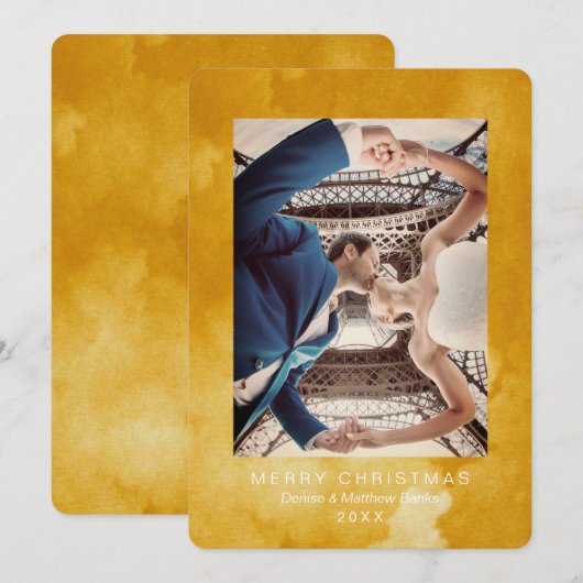 Watercolor Ceylon Geel Moderne Kerstkaart Kaart (Voorkant / Achterkant)