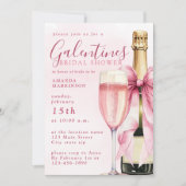 Watercolor Champagne Galentines Bridal Shower Kaart (Voorkant)