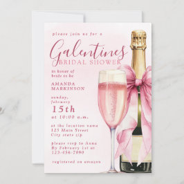 Watercolor Champagne Galentines Bridal Shower Kaart