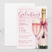 Watercolor Champagne Galentines Bridal Shower Kaart (Voorkant / Achterkant)