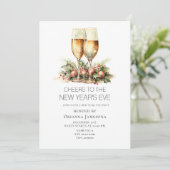Watercolor Champagne New Year's Eve Party  Kaart (Staand voorkant)