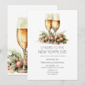 Watercolor Champagne New Year's Eve Party  Kaart (Voorkant / Achterkant)