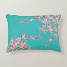 Watercolor Cherry Blossom Accent Pillow