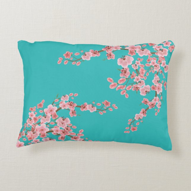 Watercolor Cherry Blossom Accent Pillow Accent Kussen (Achterkant)