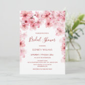  Watercolor Cherry Blossom Bridal Shower Kaart (Staand voorkant)