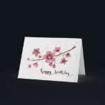 Watercolor Cherry blossom Happy Birthday Kaart<br><div class="desc">Watercolor Cherry blossom Floral Happy Birthday Card.</div>