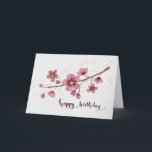 Watercolor Cherry blossom Happy Birthday Kaart<br><div class="desc">Watercolor Cherry blossom Floral Happy Birthday Card.</div>