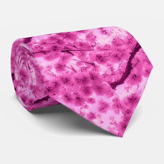 Watercolor Cherry Blossom Pattern Stropdas (Opgerold)