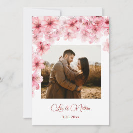 Watercolor Cherry Blossom Photo Wedding Save The Date