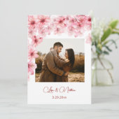 Watercolor Cherry Blossom Photo Wedding Save The Date (Staand voorkant)