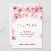 Watercolor Cherry Blossom Photo Wedding Save The Date (Achterkant)