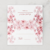 Watercolor Cherry Blossom Pink White Wedding Plaatskaartje (Buitenkant ongevouwen)