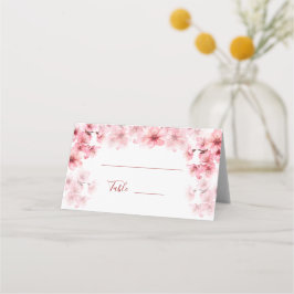 Watercolor Cherry Blossom Pink White Wedding Plaatskaartje