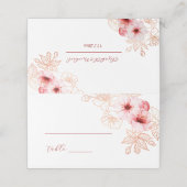 Watercolor Cherry Blossom Pink White Wedding Plaatskaartje (Buitenkant ongevouwen)