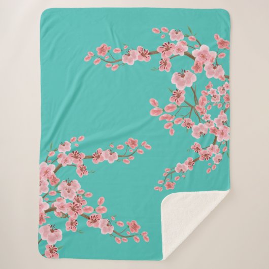 Watercolor Cherry Blossom Sherpa Blanket  Deken (Voorkant)