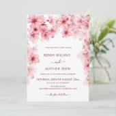  Watercolor Cherry Blossom Wedding Kaart (Staand voorkant)