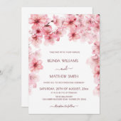  Watercolor Cherry Blossom Wedding Kaart (Voorkant / Achterkant)