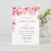Watercolor Cherry Blossom Wedding Kaart (Staand voorkant)