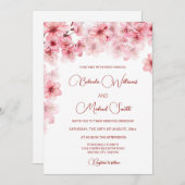 Watercolor Cherry Blossom Wedding Kaart (Voorkant / Achterkant)