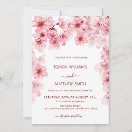  Watercolor Cherry Blossom Wedding Kaart