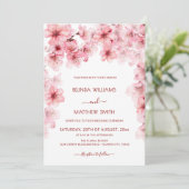  Watercolor Cherry Blossom Wedding Kaart (Staand voorkant)