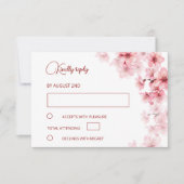 Watercolor Cherry Blossom  Wedding RSVP Kaartje (Voorkant)