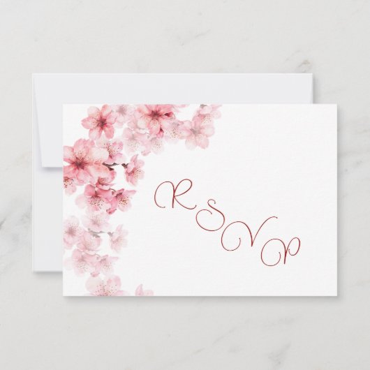 Watercolor Cherry Blossom  Wedding RSVP Kaartje (Achterkant)