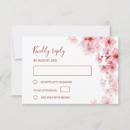 Watercolor Cherry Blossom  Wedding RSVP Kaartje