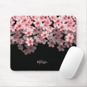 Watercolor Cherry Blossoms Black Pink | Your Name Muismat (Met muis)