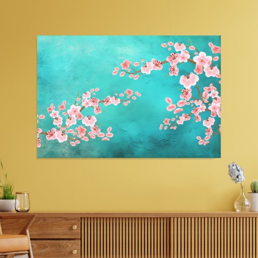 Watercolor Cherry Blossoms Canvas Afdruk (Insitu (Woonkamer))