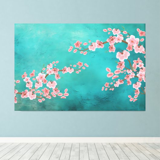Watercolor Cherry Blossoms Canvas Afdruk (Insitu (Houten vloer))