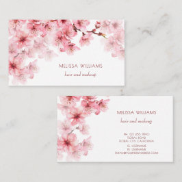 Watercolor Cherry Blossoms Pink Floral Visitekaartje