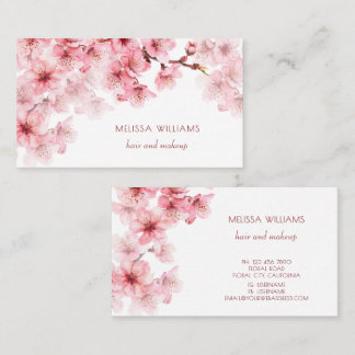 Watercolor Cherry Blossoms Pink Floral Visitekaartje