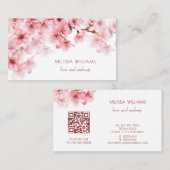 Watercolor Cherry Blossoms QR Code Visitekaartje (Voorkant / Achterkant)
