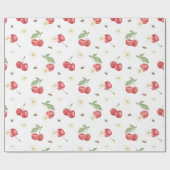 Watercolor Cherry Pattern Wrapping Paper Cadeaupapier (Vlak)